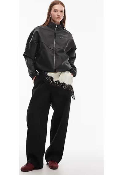 Nike Sportswear Windrunner Womens Shine Oversized Jacket Bol Kesim Kadın Günlük Ceket Siyah