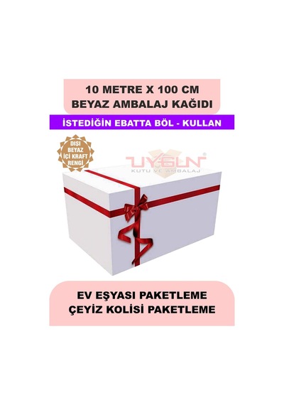 100 Cm X 10 Metre Bobin Beyaz Ambalaj Kağıdı Çift Yönlü, Ev Eşyası, Çeyiz, Hediye, Ürün Paketleme
