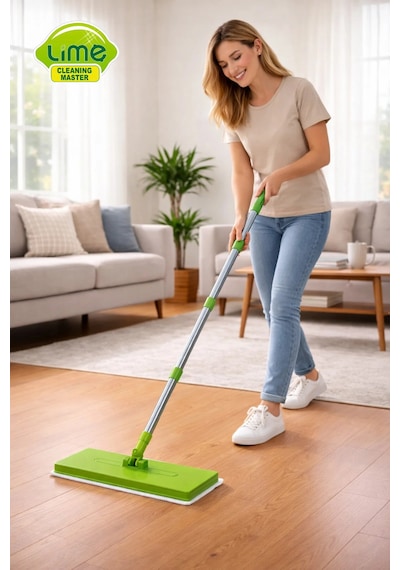 Best Tüm Bezlere Uyumlu Lime Tembel Mop Islak Mendillere Uyumlu Kendinden Mandallı Sıkıştırmalı Mop