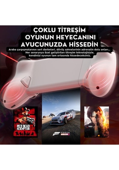 Profesyonel Titreşimli 400mah Type-c Girişli Mobil Oyun Kolu Joystick İos&android İle Uyumlu Diğer