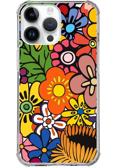 Apple Uyumlu iPhone 14 Pro Retro Color 2 Baskılı Şeffaf Köşe Korumalı Antişok Kılıf