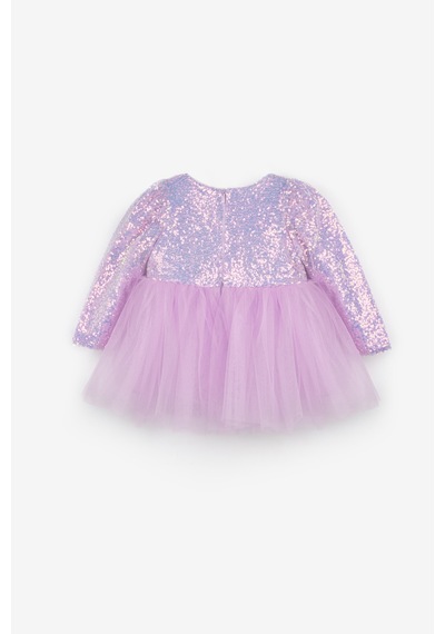 Le Mabelle Lila Pullu Uzun Kollu Kız Bebek Elbise - Berry Lila