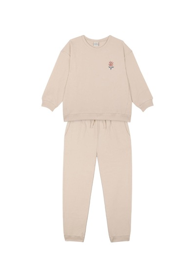 Antebies Organik Pembe Çiçek Baskılı Beli Lastikli Bağcıklı Uzun Kollu Kız Çocuk Sweatshirt Eşofman Takımı Bej Antebies Organik Pembe Çiçek Baskılı Beli Lastikli Bağcıklı Uzun Kollu Kız Çocuk Sweatshirt Eşofman Takımı Bej