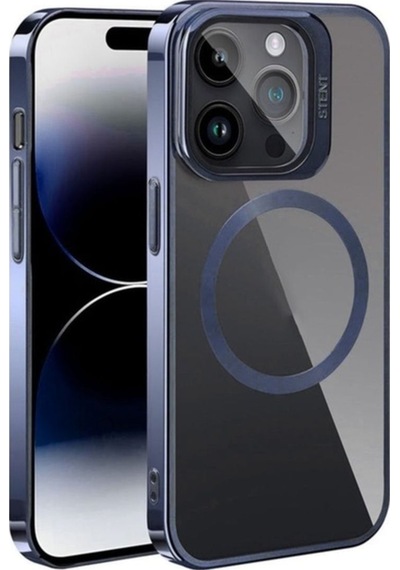 Apple Uyumlu iPhone 15 Pro Max Kılıf M-safe Şarj Özellikli Standlı Zore Klon Kapak Lacivert