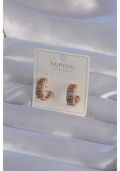 Xuping Rose Renk Zirkon Taşlı İşlemeli Halka Küpe 5886 Çok Renkli