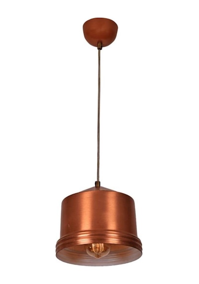 Rsylight Retro Metal Dekoratif Rustik Bakır Boyalı Tekli Sarkıt Avize Çap 20 Cm Beyaz