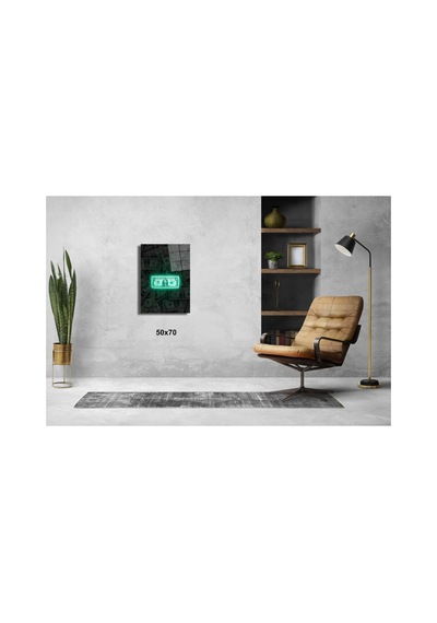 Neon Işıklı Dolar Cam Tablo Pct0817 Modern Dekorasyon Temalı Dekoratif Duvar Tablosu, Salon, Ev Ve Ofis Dekoru,