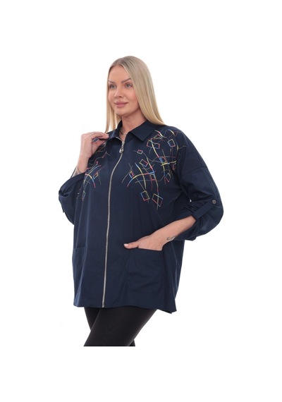 Lady Majestic Dokuma Motifli Pamuklu Büyük Beden Fermuarlı Desenli Gömlek Ceket 44-58 Beden Lacivert Lady Majestic Dokuma Motifli Pamuklu Büyük Beden Fermuarlı Desenli Gömlek Ceket 44-58 Beden Lacivert