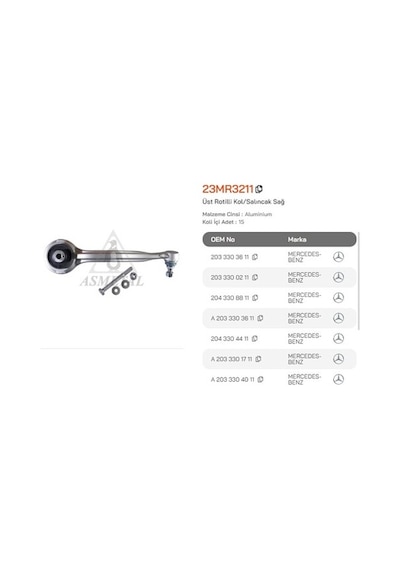 Asmetal 23mr3211 Salıncak Alüminyum Cıvatalı Ön Sağ 2033301711