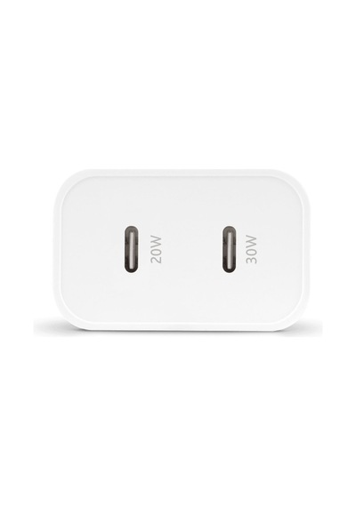 Ttec Smartcharger Duo Pro Gan 50W PD USB-C + USB-C Seyahat Hızlı Şarj Cihazı Beyaz