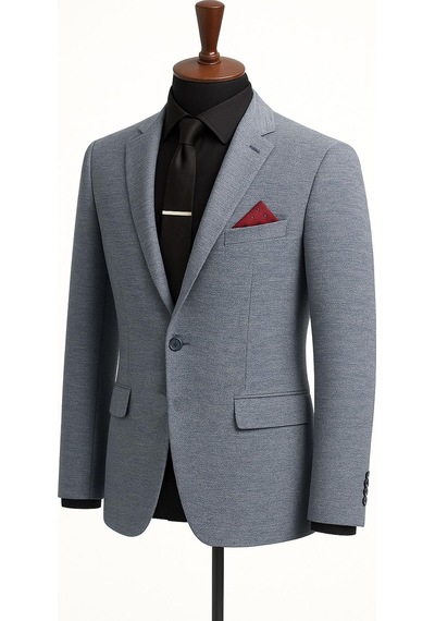 Fabio Cassani Erkek İtalyan Kesim Tek Düğmeli Blazer Ceket Klasik Ve Modern Şıklık Mavi