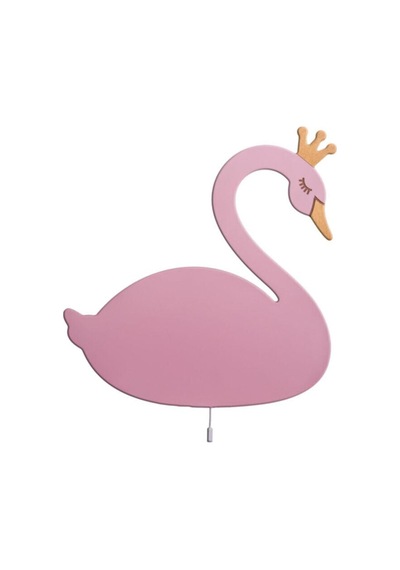 - 33x33cm Ebadında 1 Adet Pembe Kuğu Sağa Bakan Dekoratif Ahşap Duvar Aydınlatma 6998