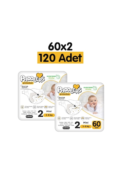 Protection Bebek Bezi 2 Numara Mini (3-6 Kg) 60x2  Adet – 2’li Jumbo Set, Maksimum Koruma