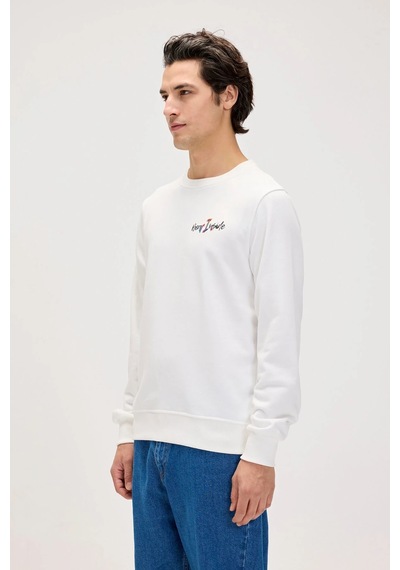 Bad Bear 24.02.12.022 Splashy Crewneck Erkek Sweatshirt Beyaz Siyah