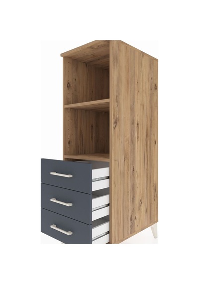 Kronos Dolap 2 Raflı 3 Çekmeceli 44x59x134 Çam-antrasit Atlas Çam