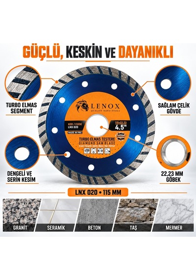 Lenox Lnx020 115 22,23 Mm Turbo Elmas Testere 4,5 Inç