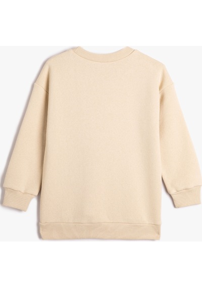 Koton Basic Sweatshirt Uzun Kollu Bisiklet Yaka Şardonlu Bej 4wkb10477tk 4WKB10477TK057 Ekru