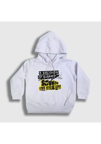 Presmono Unisex Çocuk Good 5 Seconds Of Summer Kapüşonlu Sweatshirt Beyaz