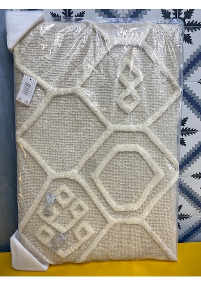 Bej/krem Zikzak Desenli 60x90 Cm Halı Sıfır Ve Paketli