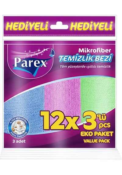 Mikrofiber Karışık Renkli 3 Adet Temizlik Bezi 12 Paket Diğer