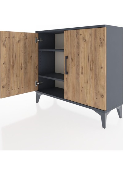 Arges Şifonyer 2 Raflı 2 Kapaklı 88x30x80 Antrasit-çam Antrasit