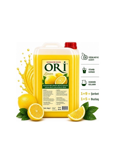 Ori Limon Aromalı Şerbet Ve Buzlaş Konsantre Şurubu 6 Kg