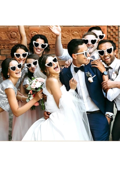 Gelin Damat Nedime Güneş Gözlüğü 10'lu Set Uv400 - After Bride And Groom Siyah