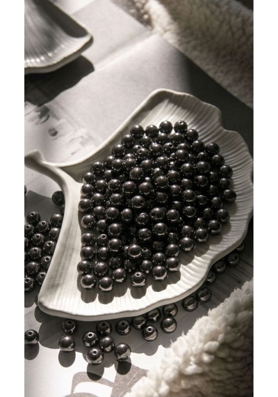 100 Gram - İnci Boncuk - 12 Mm Renk : Siyah
