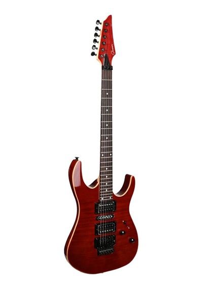 Guson Modern Superstrat Hsh Fr Tremolo Elektro Gitar Flame Top - Crimson