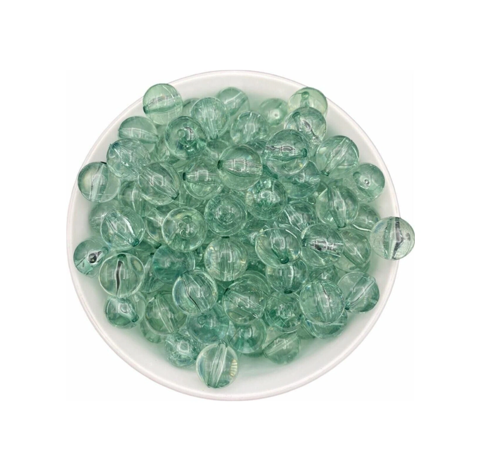 14 Mm Şeffaf Turkuaz, Su Yeşili Akrilik Boncuk, Çanta Boncuğu 100gr, Ort. 60 Adet