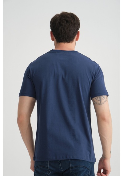 Shooter Sportwear Shooter Erkek Pamuklu T-shirt Premium Kalite Minimal Tasarım Regular Kalıp İndigo