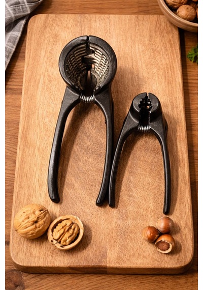 2'li Set Sağlam Döküm Ceviz Ve Fındık Kıracağı Ergonomik Ve Şık Tasarım Döküm Siyah