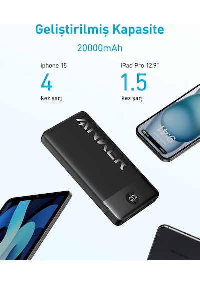 Anker 326 20000 mAh Taşınabilir Hızlı Şarj Powerbank Siyah
