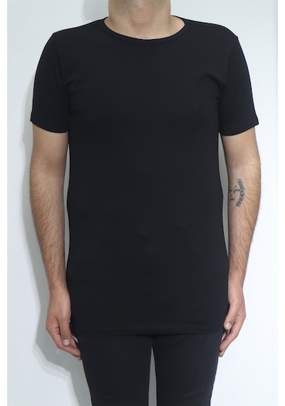 Santa Dmctekstil Erkek Düz Spor Kesim Dar Kalıp Bisiklet Yaka Basic T-shirt Siyah