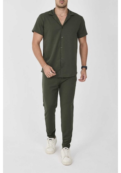 Mcz Giyim Haki Renk Krep Kumaş Slim Fit Erkek Pantolon - Gömlek Alt Üst Takım