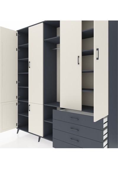 Hyperion Dolap 14 Raflı 4 Çekmeceli Tek Askılı 220x44x243 Antrasit-aytaşı/antrasit Aytası/antrasıt Hyperion Dolap 14 Raflı 4 Çekmeceli Tek Askılı 220x44x243 Antrasit-aytaşı/antrasit Aytası/antrasıt