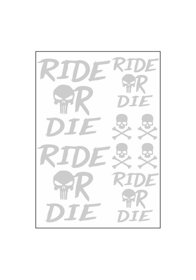 A4 Sticker 126 Tek Paket Çoklu Sticker Ride Or Die Beyaz