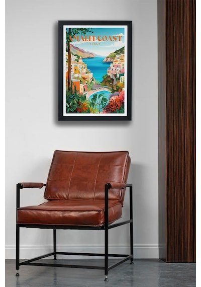 Amalfi Coast Italy Siyah Çerçeveli Tablo Poster