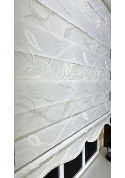 Storburada Zebra Stor Nakışlı Ekru Etek Dilimli St 123 Ekru