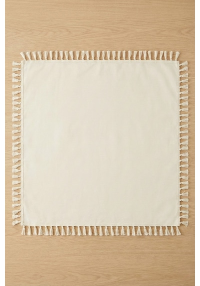 Lınen Vintage Fiskos Ve Masa Örtüsü Otantik Keten Rustik Kahve Köşesi Ve Dresuar Örtüsü 80x80cm Bej