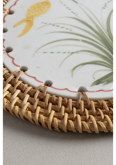 Meander Doğal Rattan El Yapımı Çerçeveli 16 Cm. Balık - Çiçek Des Naturel