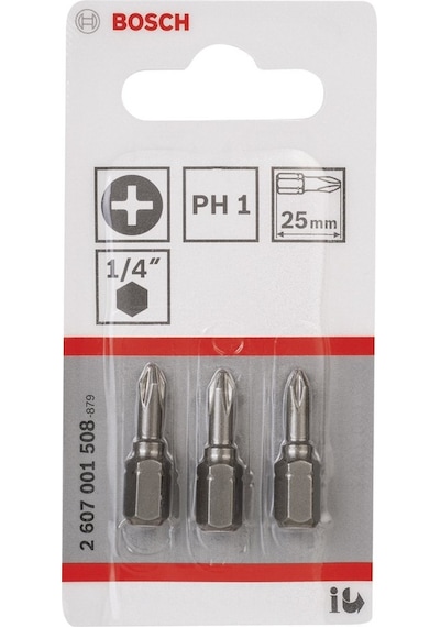 Bosch Extra Hard Vidalama Ucu PH1x25 mm 3'lü Vidalama Ucu - 2607001508 Bosch Extra Hard Vidalama Ucu PH1x25 mm 3'lü Vidalama Ucu - 2607001508