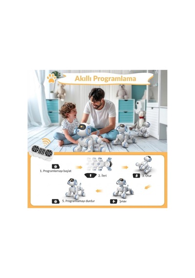 Akıllı Robot Köpek - Uzaktan Kumandalı, Dokunmatik, Programlanabilir, Dans Eden Eğitici Oyuncak Çok Renkli
