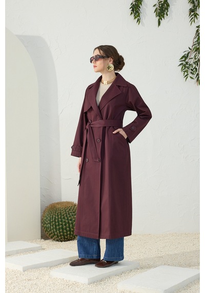 Aker Bordo Astarsız Trençkot Bordo Bordo
