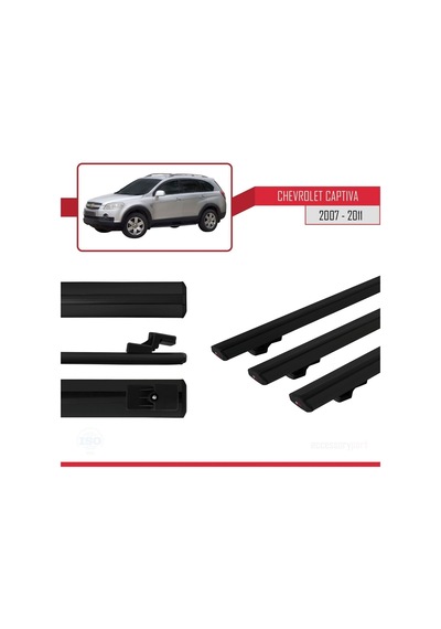 Chevrolet Captiva 2007-2011 Arası İle Uyumlu Basic Model Ara Atkı Tavan Barı Siyah 3 Adet
