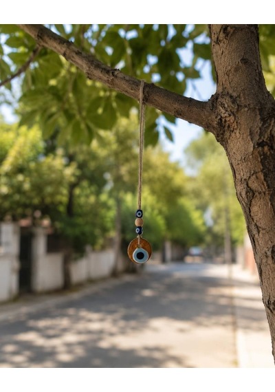 Nazar Boncuğu Dikiz Aynası Süsü Turuncu Renkli 3 Cm Duvar Süsü El Yapımı Cam Kapı Süsü