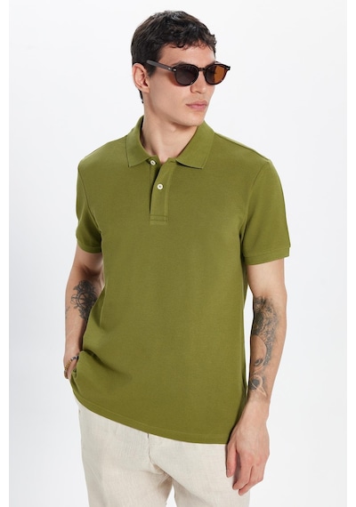Tudors Erkek Slim Fit Dar Kesim %100 Pamuk Haki Polo Yaka Tişört-32765 Haki