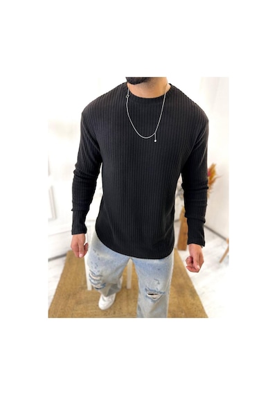 Elku Moda Uzun Kollu Tişört Fitilli Bisiklet Yaka Yumuşak Dokulu Tüylenmez Pamuklu Kazak Sweatshirt Siyah Elku Moda Uzun Kollu Tişört Fitilli Bisiklet Yaka Yumuşak Dokulu Tüylenmez Pamuklu Kazak Sweatshirt Siyah
