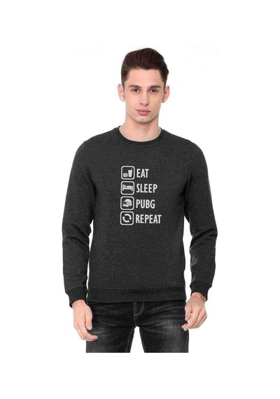 Pubg Eat Sleep Pubg Repeat Baskılı Füme Erkek Örme Sweatshirt