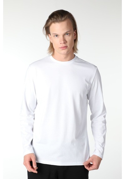 Defys Erkek Bisiklet Yaka Uzun Kollu Regular Fit Basic Tişört Beyaz - 499080070 Beyaz